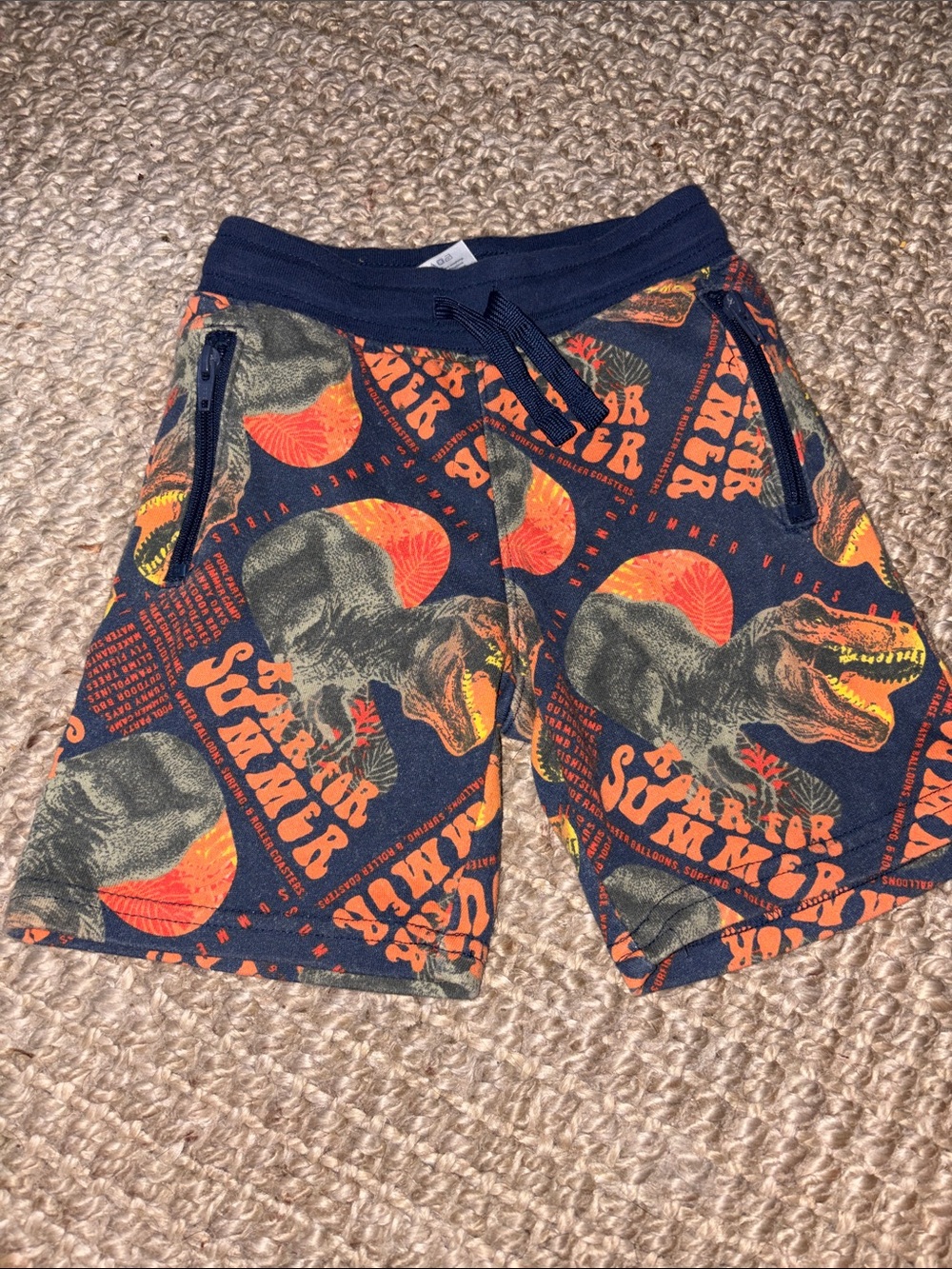 Garanimals Navy Shorts with Orange Dinosaur Print